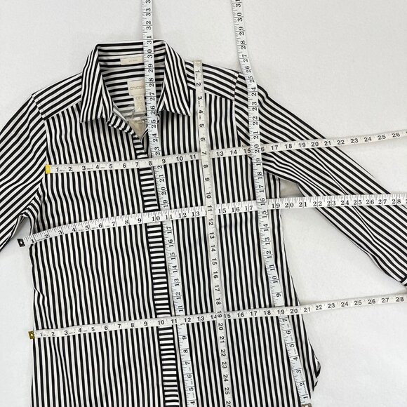 SOLD NWT CHICOS Size 0P Petite Small No-Iron Long Sleeve White Striped Shirt - Picture 13 of 16